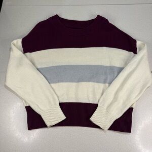 Lucky Brand Women's Sweater - Burgundy, Gray, and Cream